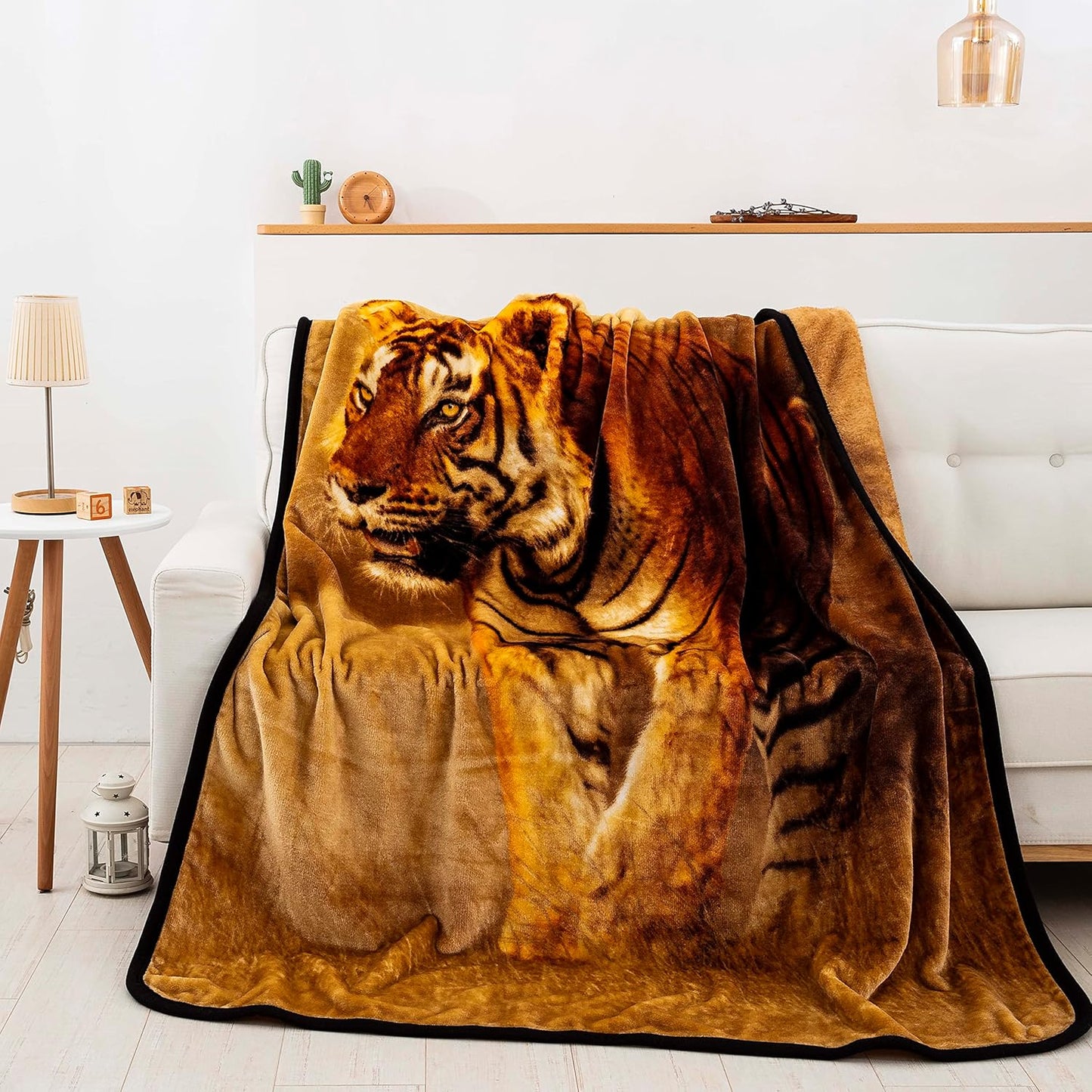 Northwest Wild Heritage Raschel Throw Blanket, 60" x 80", Savanna Tiger
