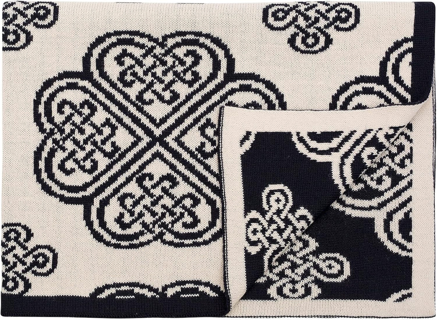 SAOL Bed Scarf Runner with Celtic Knots (Navy, Doube Bed)