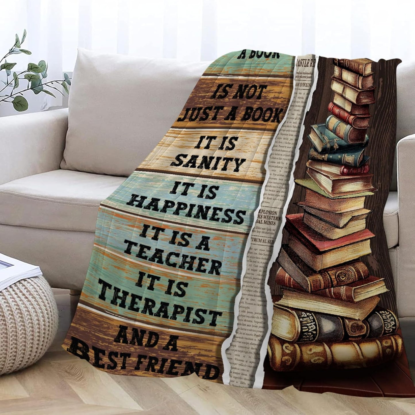 Book Blanket Vintage Book Lovers Throw Blanket - Gifts for Women-Super Soft Flannel Blanket for Sofa Couch Bed Camping Travel - Plush Warm Cozy Home Decor for All Seasons,40"x50"for Kids/Baby