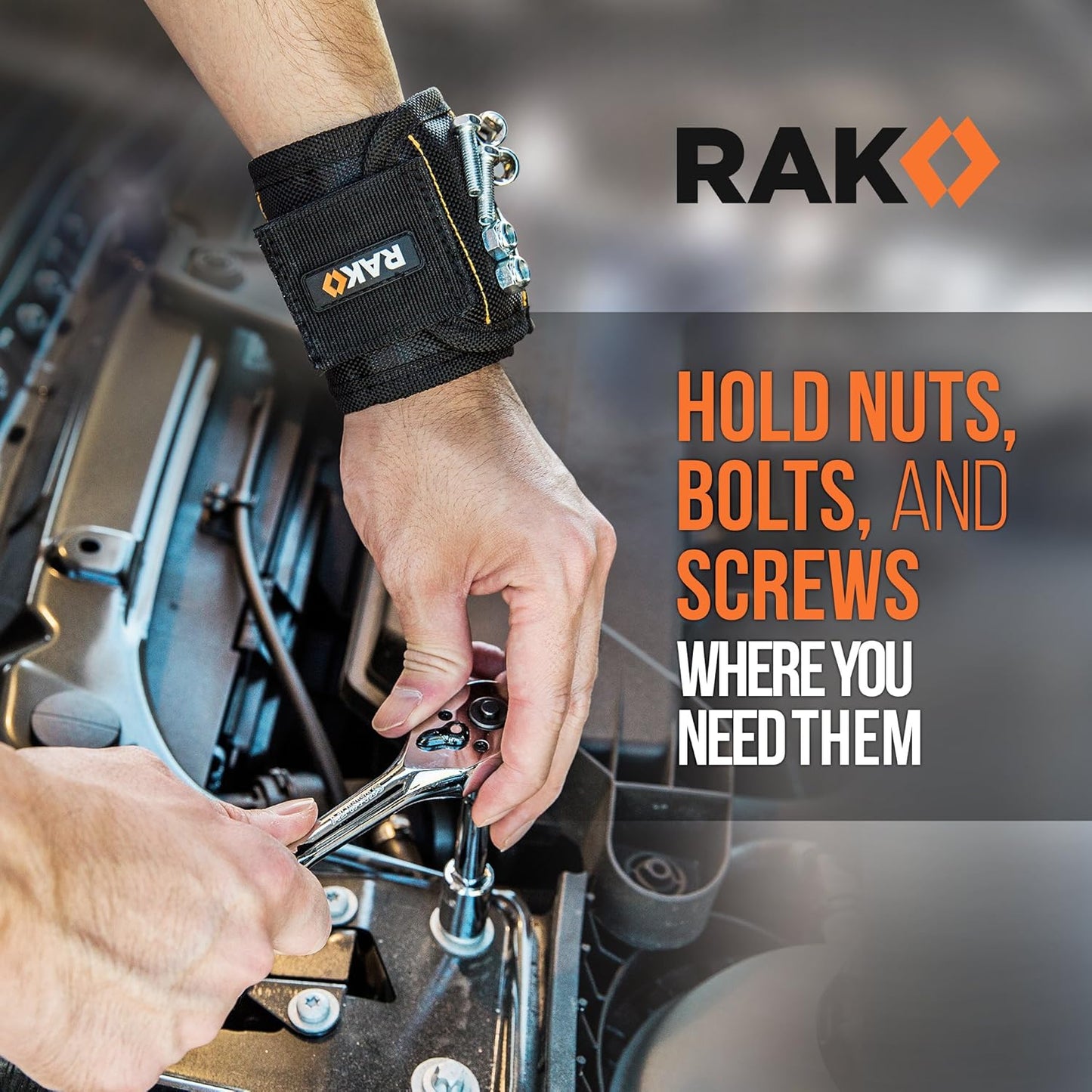RAK Magnetic Wristband for Tools - Premium Tool Belt for Holding Screws Nails with Powerful Magnets, Birthday Gifts for Men, Cool Gadgets Stuff Gifts for Dad, Husband, Grandpa, Handyman, Him