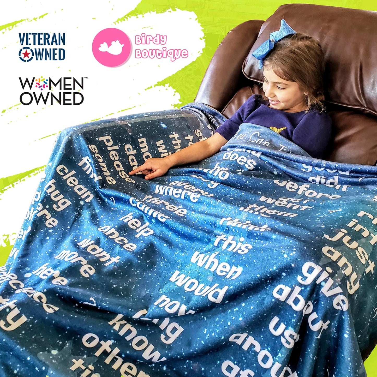 Birdy Boutique Learning Blanket® – Sight Words Edition – Soft ABC Blanket for Toddlers – 50" x 60" Educational Throw