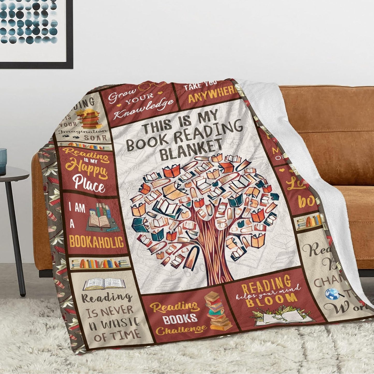 Book Lovers Gifts Blanket, Gifts for Books Lover Women, Reading Blanket for Books Lover, Librarian Present for Women Ideas Christmas Birthday Graduation, Book Club Gifts, Best Bookworm Gifts 50 x 60in