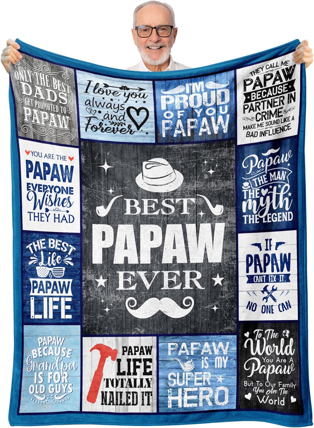 Papaw Gifts, Best Gifts for Papaw, Papaws Gifts from Grandkids Granddaughter Grandson, Papaw Birthday Gifts, Papaw Gifts for Grandpa, Papaws Gifts for Christmas Fathers Day Throw Blanket 80"x60"