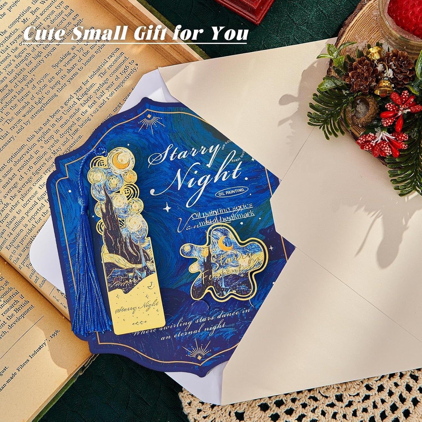 8psc Metal Bookmarks with Tassel, Vintage Van Gogh Book Marks for Reading Women Men Teen, Book Lovers Gift