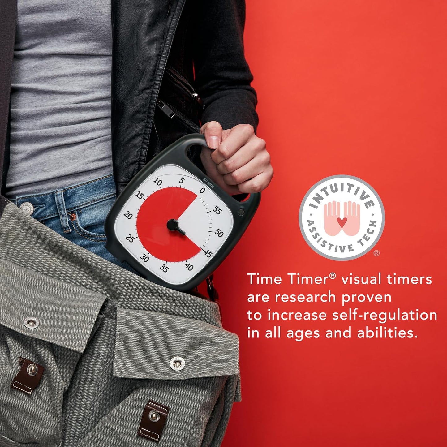 TIME TIMER PLUS 60 Minute Desk Visual Timer - Countdown Timer with Portable Handle for Classroom, Office, Homeschooling, Study Tool with Silent Operation (Charcoal)