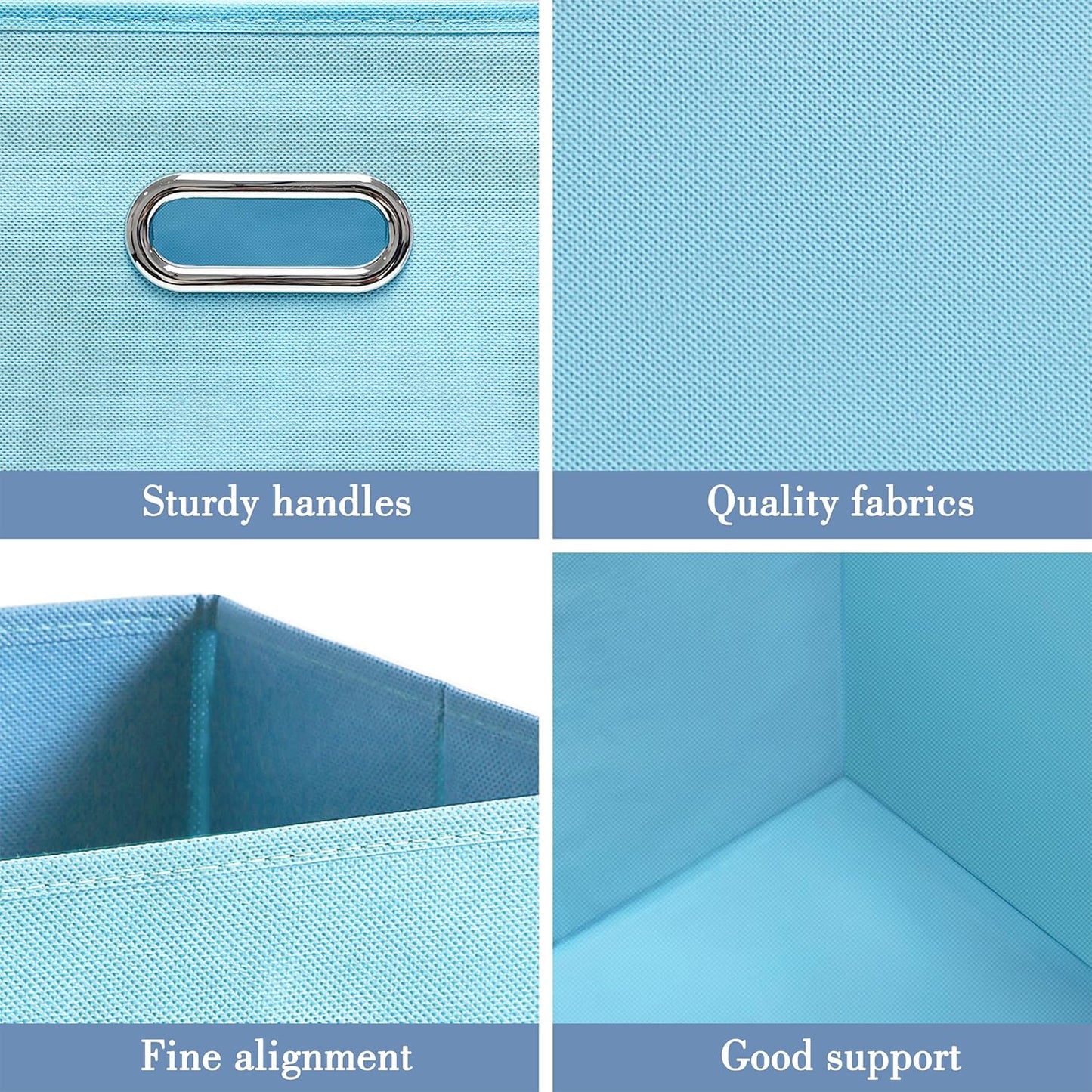 6 Pack Open Fabric Storage Bins with Metal Handle, 10.6x10.6x11 Inch Foldable Cube Organizer Baskets for Closet Shelf Cabinet, Collapsible Fabric Boxes for Home Storage (Sky blue)