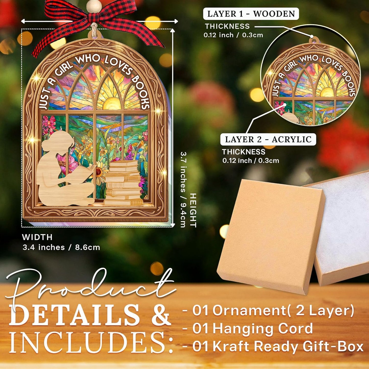 HEXMOZ Book Lover Christmas Ornaments 2025 - Book Lovers Gifts for Women - Book Ornaments for Christmas Tree - Gift Ideas for Book Lovers, Readers, Bookworms, Book Club, Bookish, Readers, Librarians