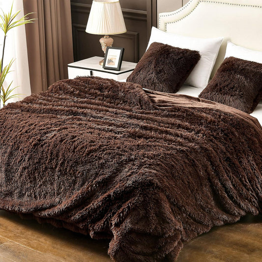 YUSOKI Long Faux Fur Twin Size Blanket,2 Layers,3.4lb for Bed Couch Home Décor Gifts Men (Brown,60" x 80")