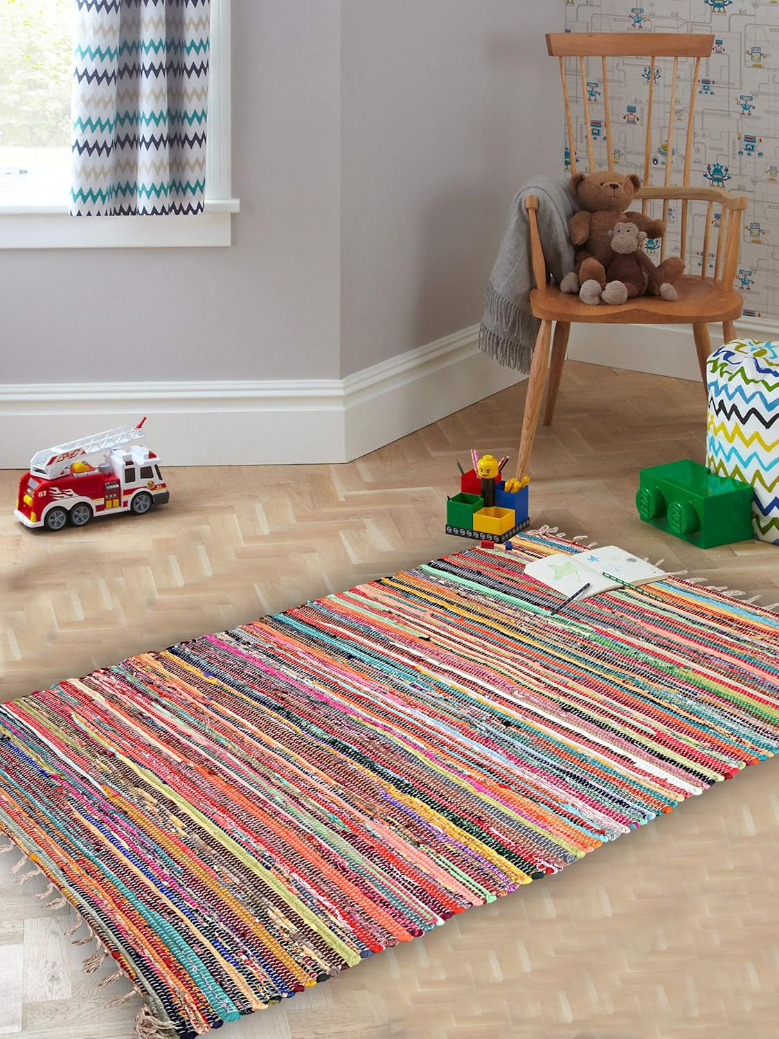 Marubhumi Reversible Area Runner Chindi Rug for Bedroom, Living Room, Kitchen, or Laundry Room 100% Recycled Cotton (20"x 32") - Unique Multi Colors