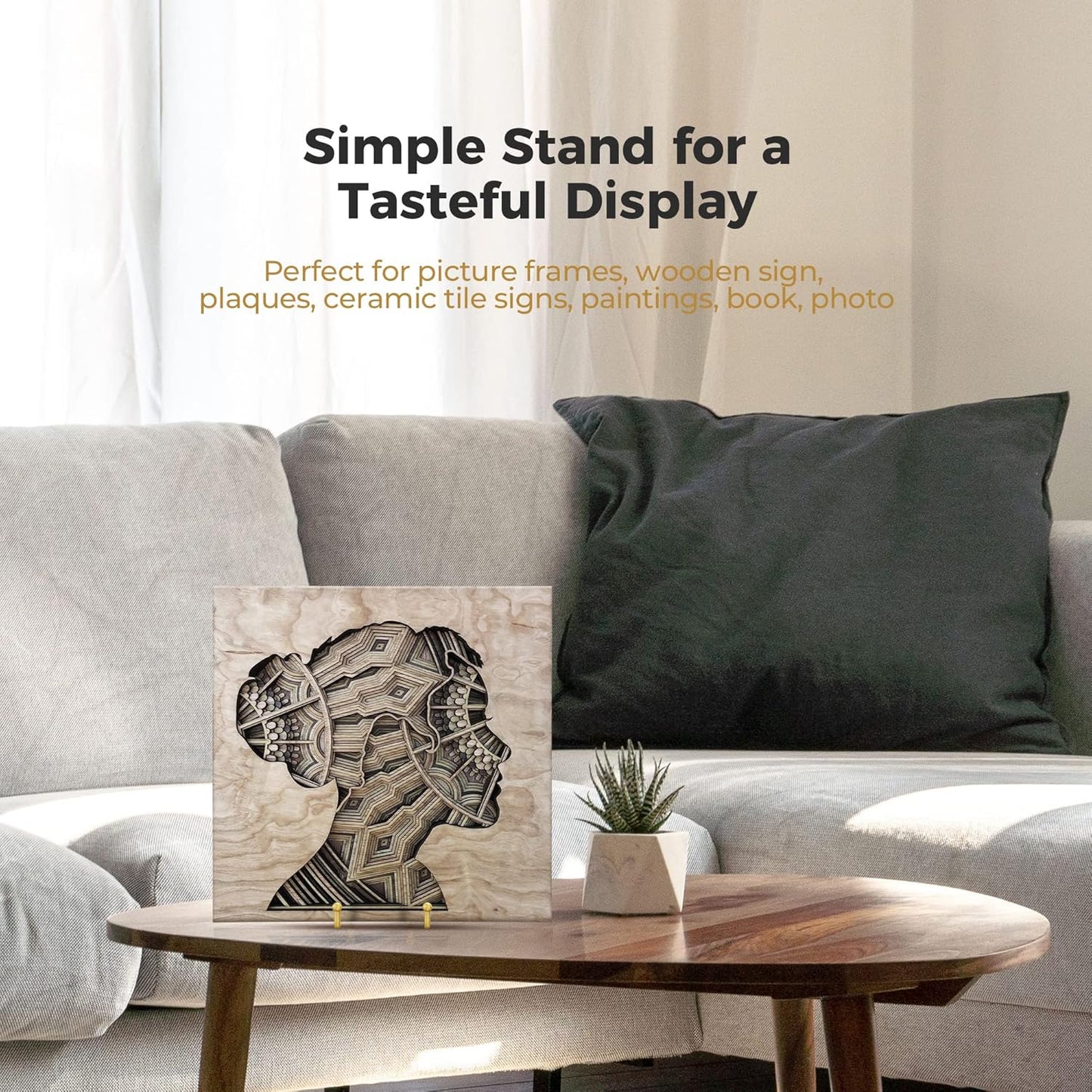 TR-LIFE 4 Pack 6 Inch Plate Stands for Display - Metal Easel Holder Stand for Picture Frame, Decorative Plate, Photo, Tabletop Art (Gold)