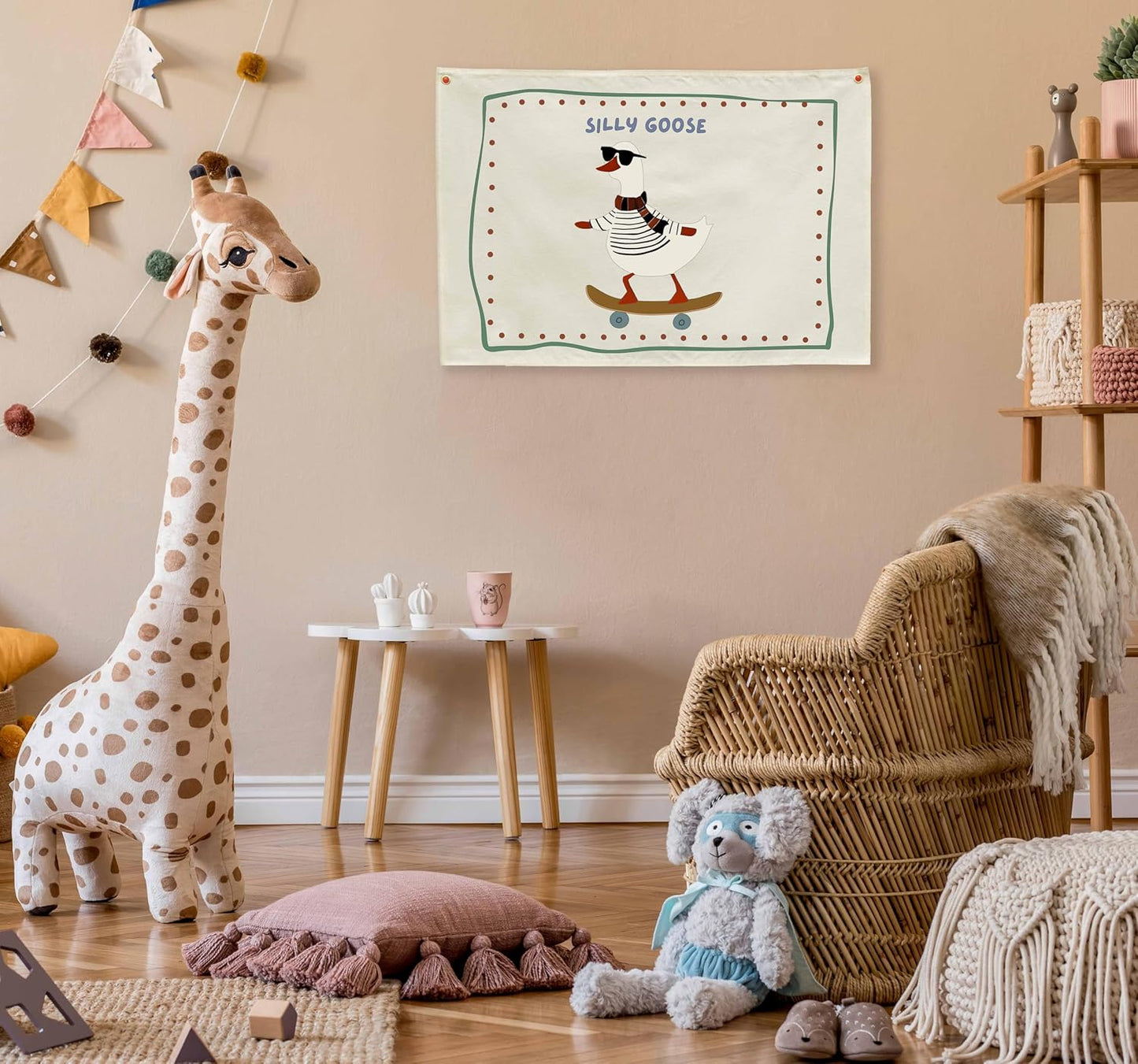 Silly Goose Nursery Rectangular Canvas Banner-Flag Wall Sign Decor for Boys Girls Toddler Kids,Baby Room Playroom Reading Room Bedroom Decor-Easter Baby Shower Birthday Christmas Gift