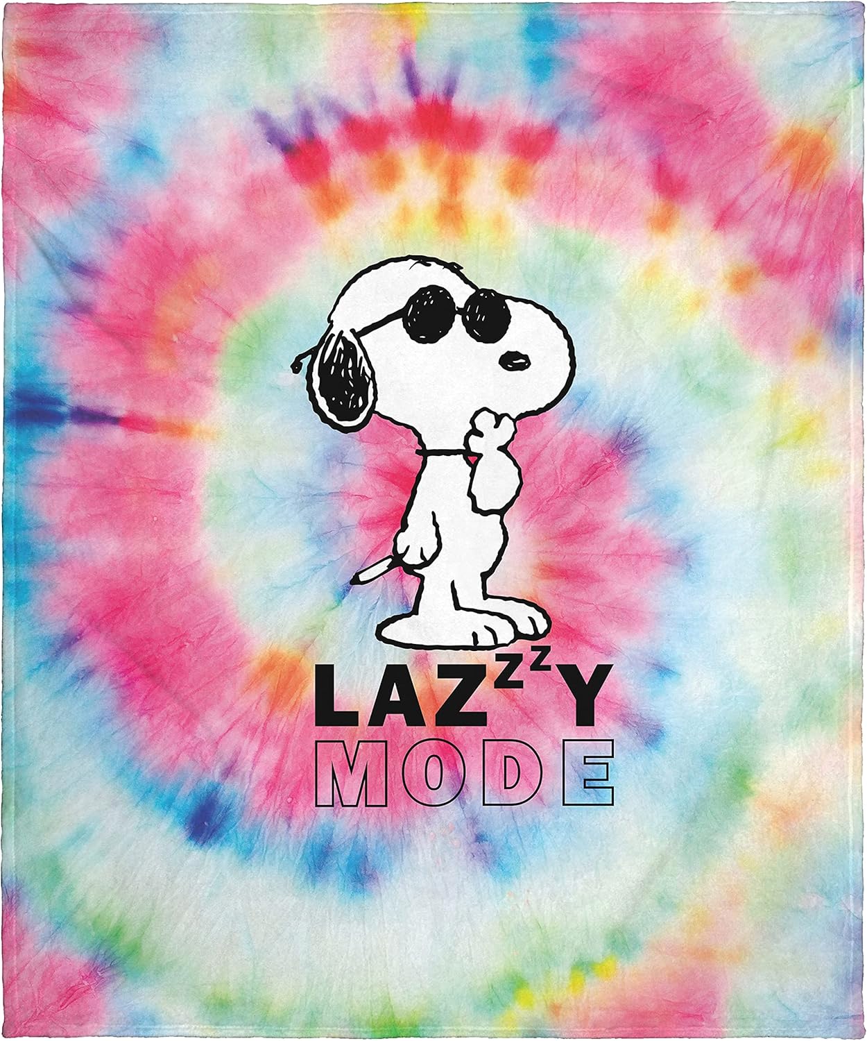 INTIMO Peanuts Snoopy Joe Cool Tie Dye Lazy Mode Silk Touch Throw Blanket