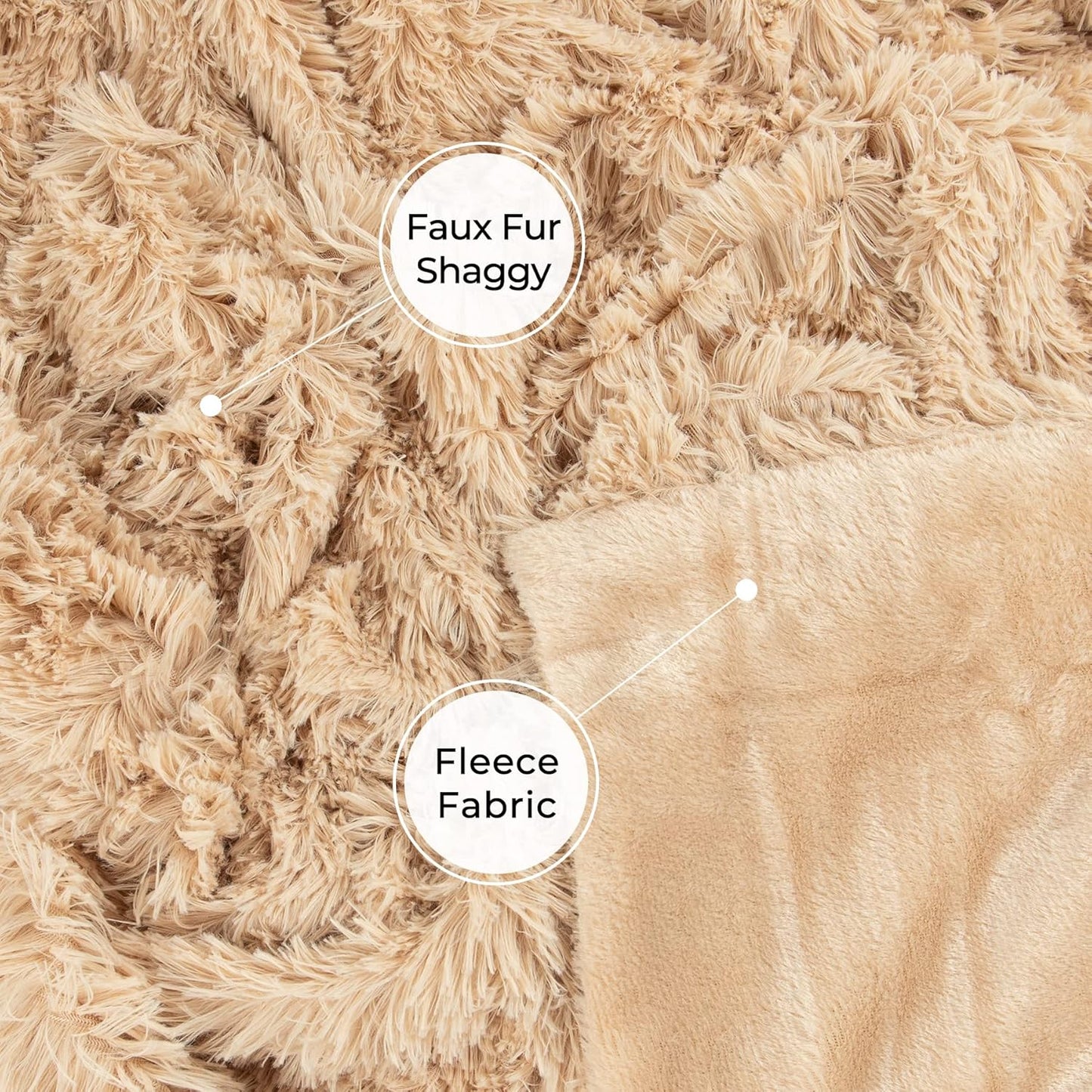 Tuddrom Decorative Extra Soft Faux Fur Throw Blanket 50"x60",Solid Reversible Fuzzy Lightweight Long Hair Shaggy Blanket,Fluffy Cozy Plush Fleece Comfy Microfiber Blanket for Couch Sofa Bed,Apricot