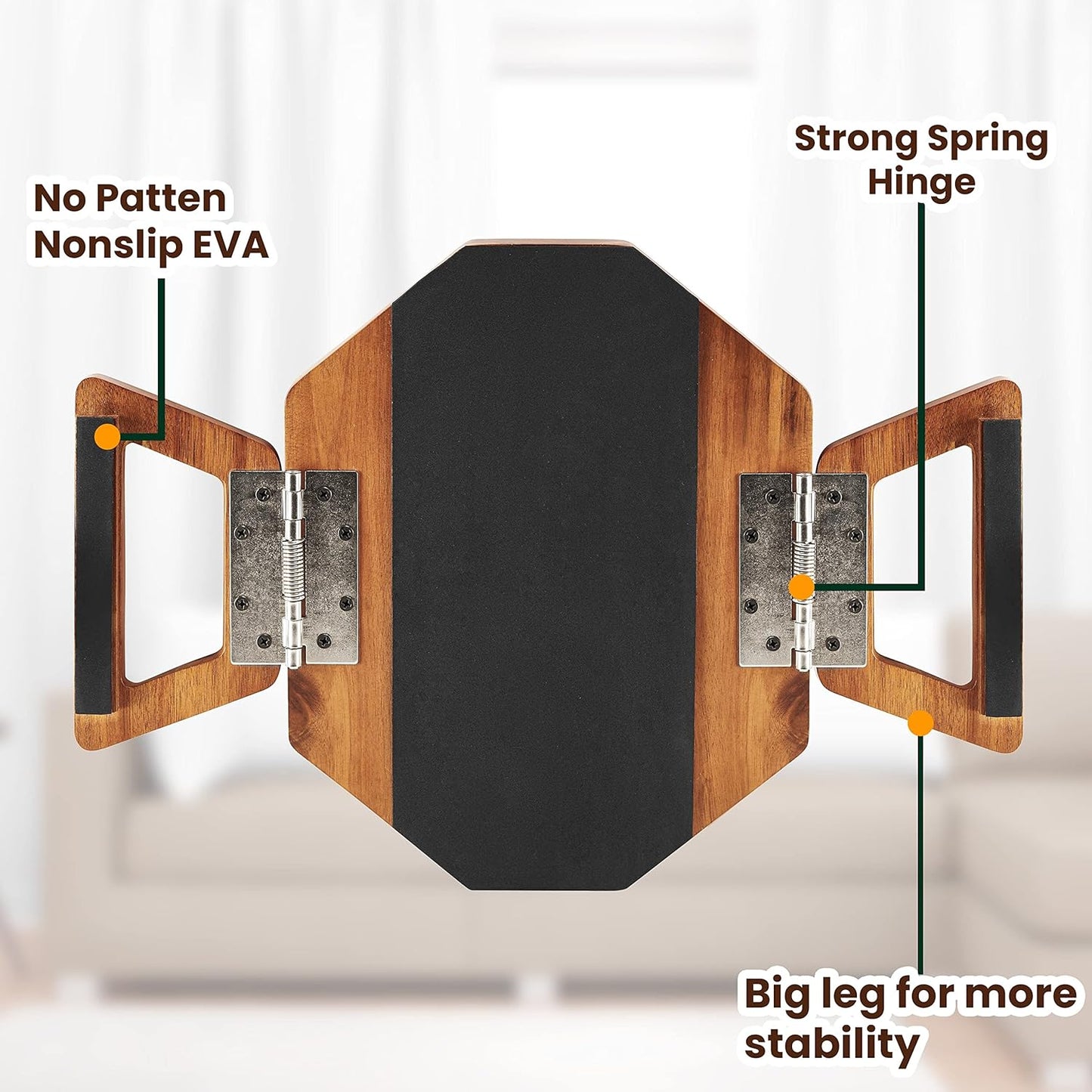 Tinamo Octagonal Acacia Sofa Arm Tray, Couch Armrest Table with Folding Arms - Armchair Caddy, Clip on Tray with Adjustable Arm Hinges for Home Sofa Living Room (Acacia, Octagon)