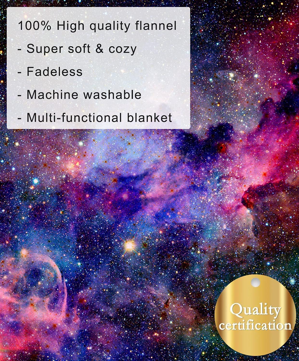 KYKU Soft Galaxy Blanket Full Size Fleece Purple Nebula Throw Blanket Universe Small Outer Space Adult and Child Comfy Home for Living Room Sofa Nap Cozy Pretty Abstract Art Printed Design Gifts