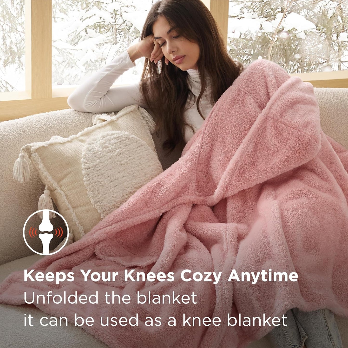 Bedsure Blanket Poncho for Women, Hooded Wearable Fleece Blanket for Adult, Winter Poncho Shawl Wrap Cape as Gifts for Mom