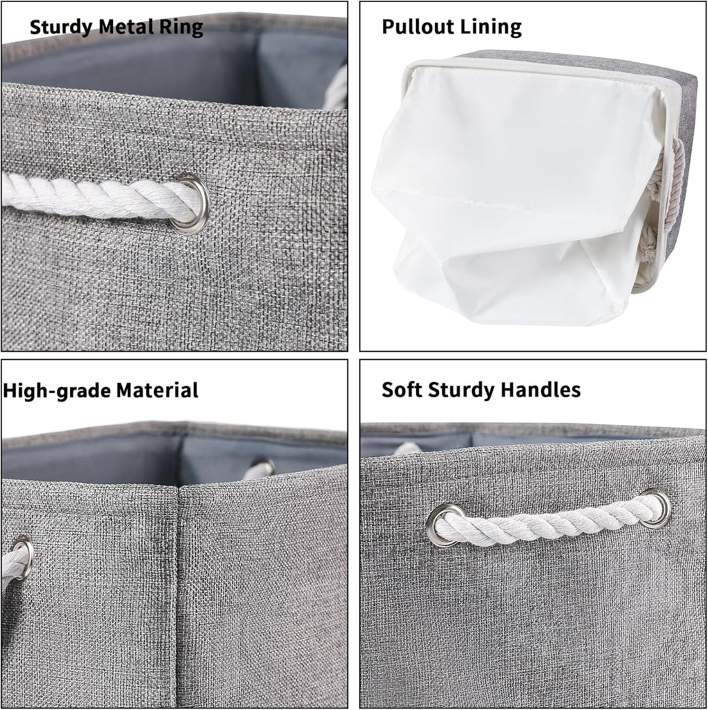 combocube 11.8 x 7.8 x 5.1 Inch Fabric Storage Bins for Shelves, Linen Storage Organizer Storage Basket with Ropes for Laundry, Home, Closet, Office, Clothes, Toys Organizer