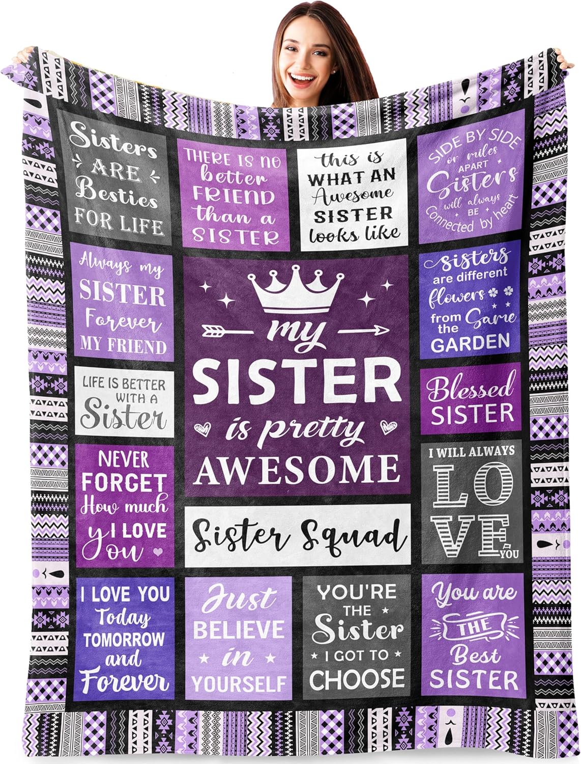 Sister Blanket, Sister Birthday Gifts, Sisters Gift from Sis, Birthday Gifts for Her, Bestie Gift, Best Sisters Ever Gift for Women on Graduation, Mother's Day, Christmas, 60"x50" Throw Blanket