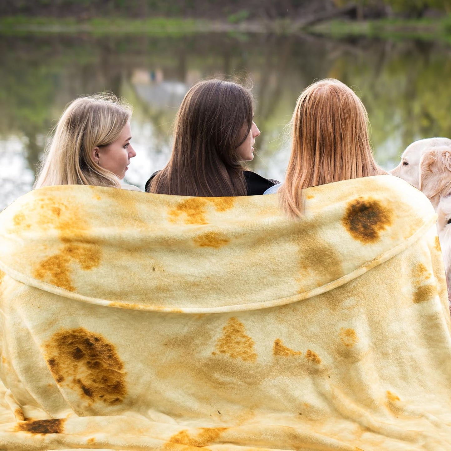QiyI Burritos Tortilla Throw Blanket for Adult and Kids, 2.0 Double Sided Giant Food Blankets, Funny Tortilla Gifts, 60" Novelty Round Wrap Blanket, 300 GSM Warm Soft Flannel Taco Blanket, Yellow