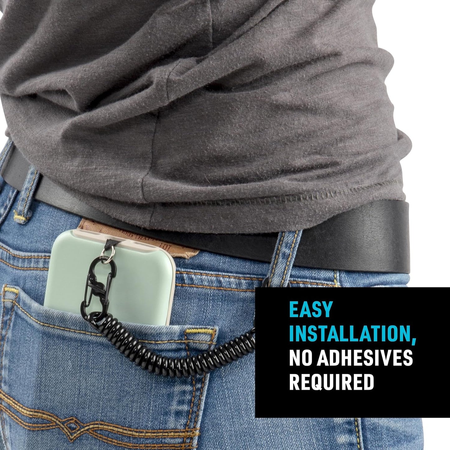 Nite Ize Hitch Phone Anchor and Tether - Anti-Theft Cell Phone Lanyard Accessories - Phone Case Anchor & Tether for Drop Protection - Black Tether
