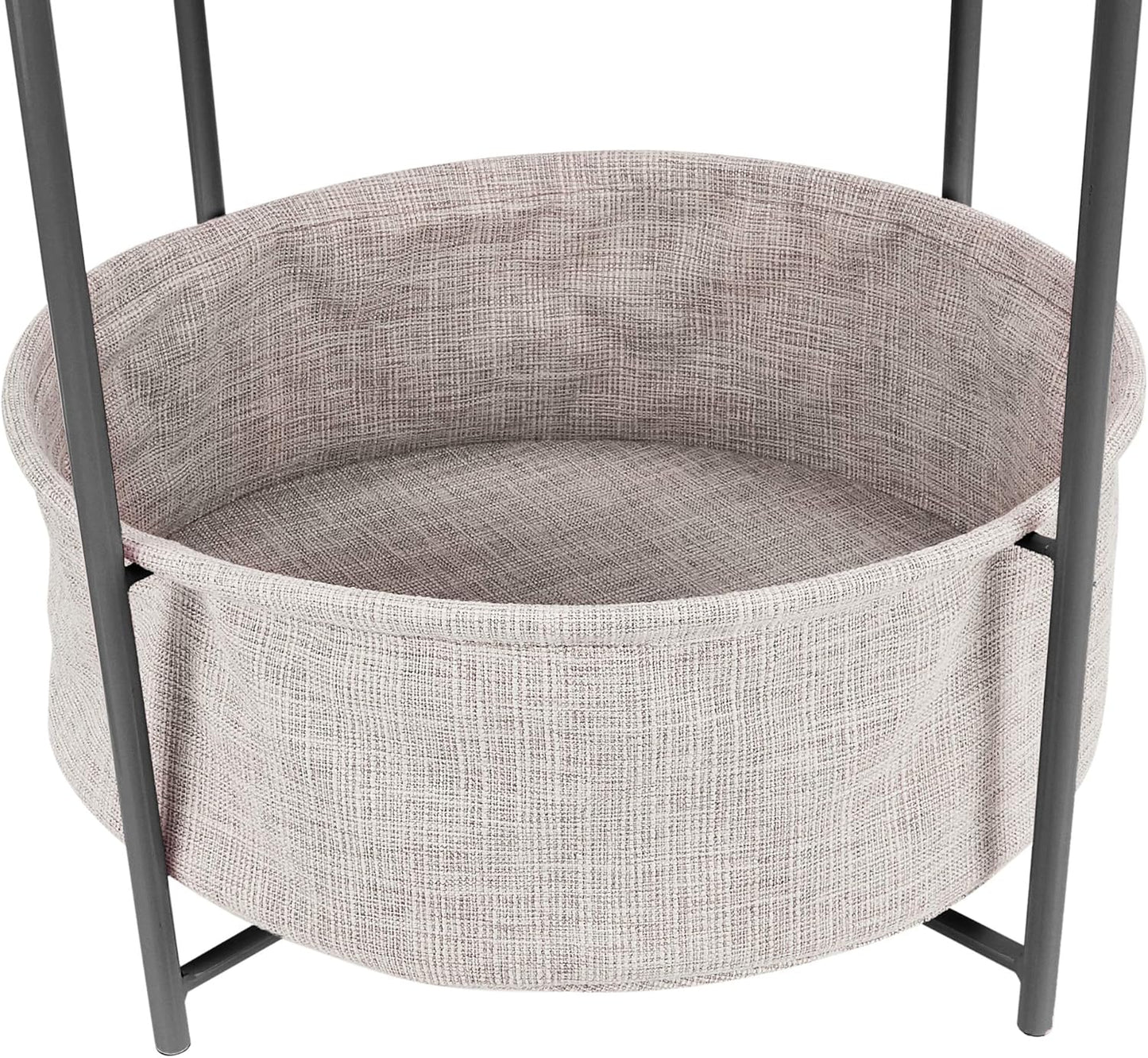 Amazon Basics Round Storage End Table, Nightstand for Bedroom or Living Room, Easy Assembly, with Cloth Basket, Charcoal/Heather Gray, 17.7 x 17.7 x 18.9 in | Side Table, with Cloth Basket, Storage