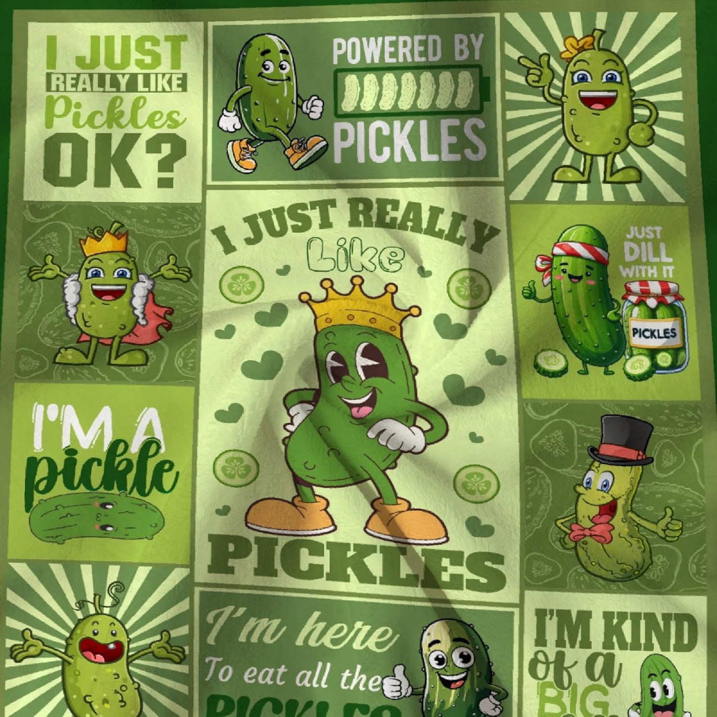 Pickle Blanket, Funny Pickle Gifts for Kids, I Just Really Like Pickles Themed Flannel Blankets, Soft Cozy Lightweight Throw Gifts for Pickle Lover Women Girls Boys 40x50 Inch for Kid