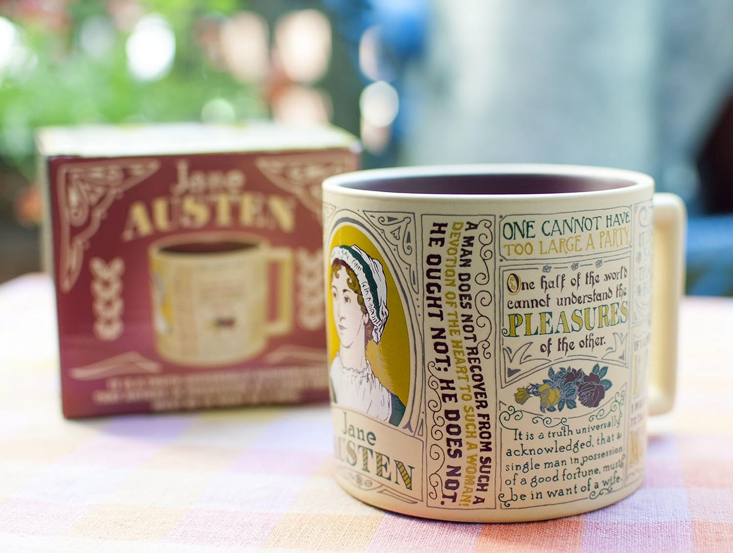 The Unemployed Philosophers Guild Jane Austen Coffee Mug - Austen's Most Famous Quotes and Depictions, Comes in a Fun Gift Box, 14 oz
