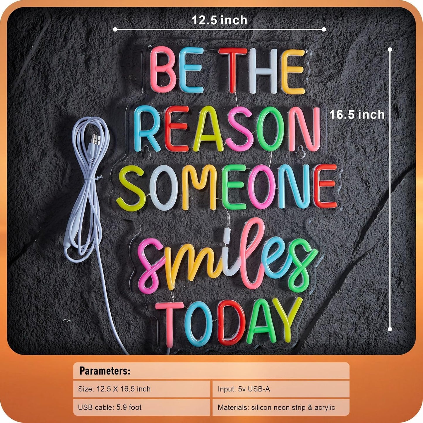 Be The Reason Someone Smile Today Neon Sign, Positive Affirmation LED Light for Wall Decor Multicolored Positive Motivational Quote for School Classroom Kids Room Home Compatible with Timer (15.7 X 12.6 in)