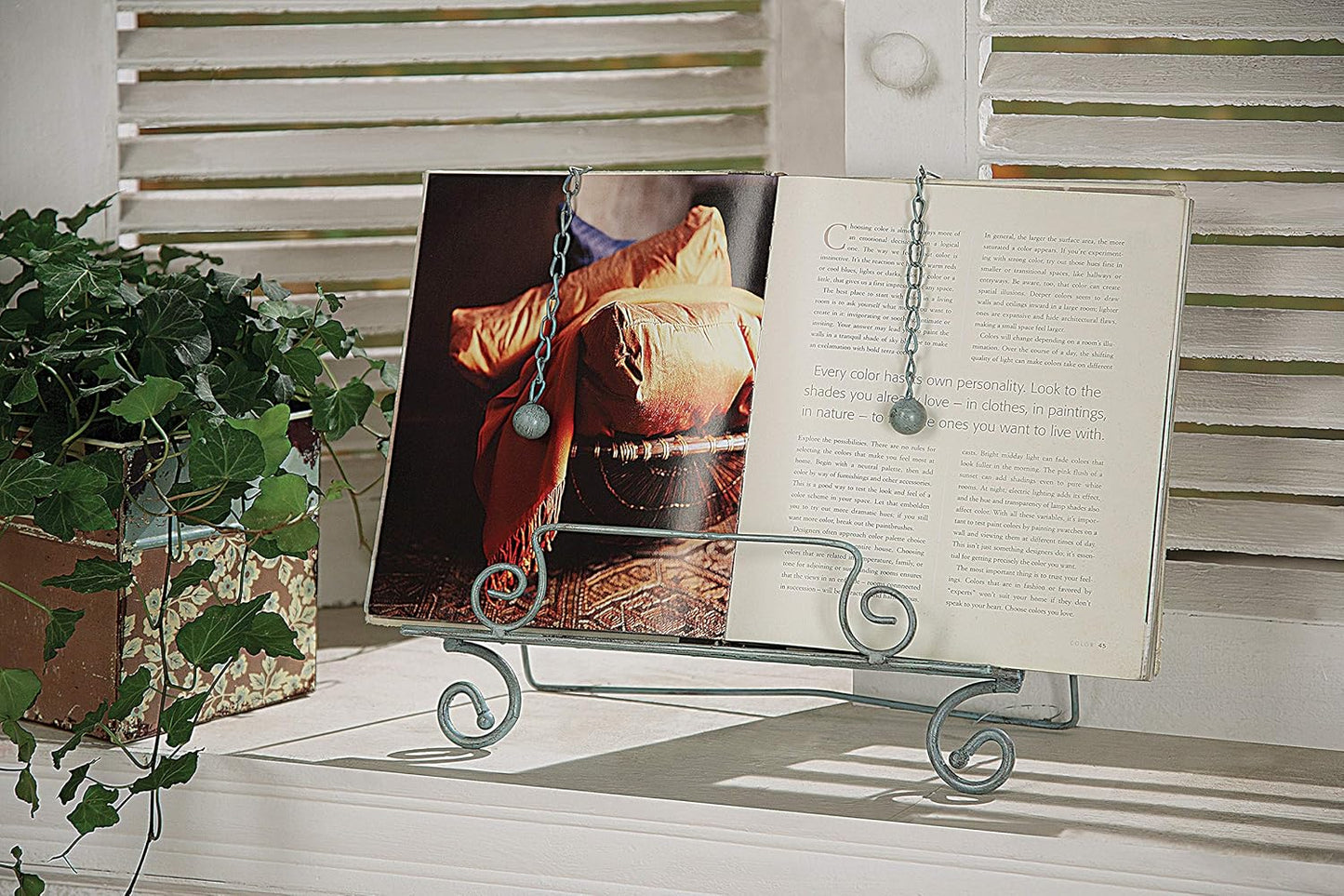 Creative Co-Op Metal Cookbook Holder, Blue