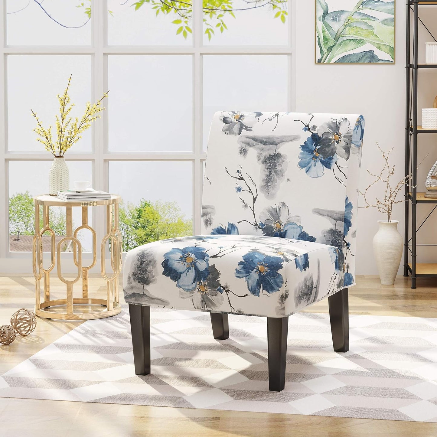 Christopher Knight Home Kendal Traditional Fabric Accent Chair, Print, Matte Black, 22.5D x 29.5W x 32H in