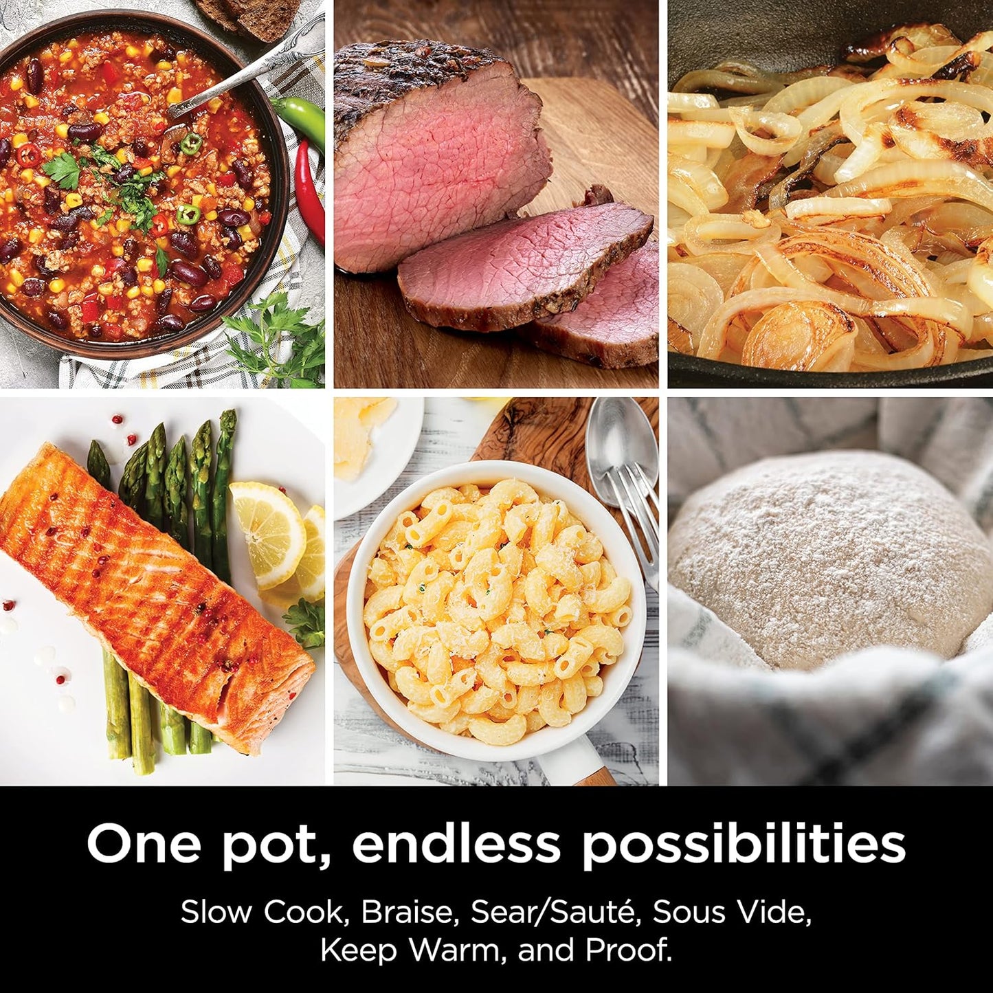 Ninja® 12-in-1 PossibleCooker™ PLUS | 8.5-qt - Sous Vide & Proof Multi-Cooker | Slow Cooker, Dutch Oven & More | Glass Lid & Integrated Spoon | Nonstick | Oven Safe Pot to 500°F | Black | MC1010