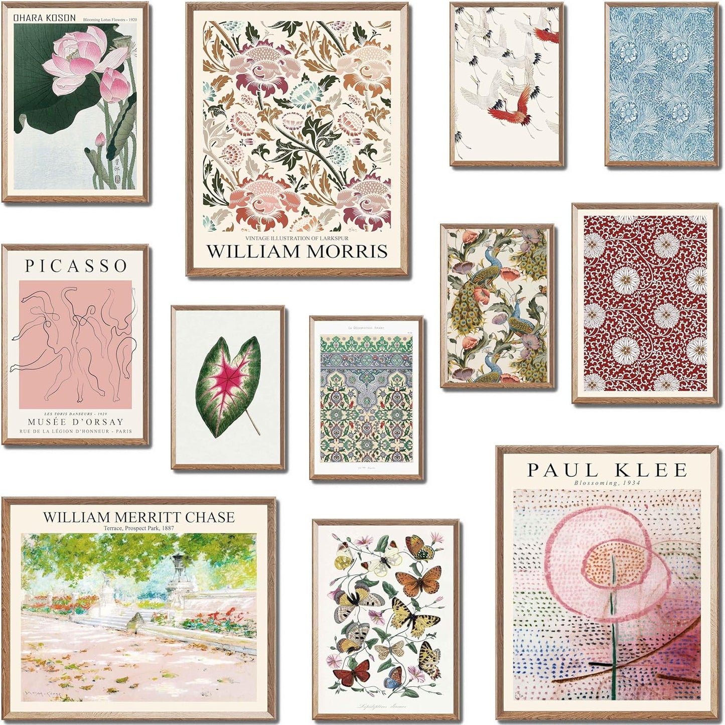 MAZUKO Eclectic Wall Decor, Flower Posters for Room Aesthetic, Boho Wall Art Prints, Unique Vintage Wall Decor Aesthetic Home Decor Bedroom Living Room 12pcs - UNFRAMED