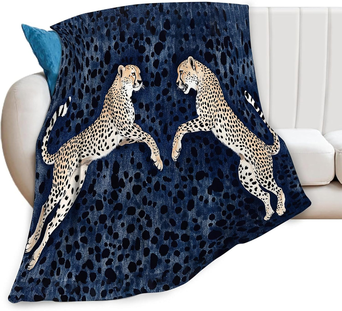 Leopard Blanket Cheetah Decor Animal Print Throw Blanket Gifts for Girls Boys Lovers Super Warm Soft Plush Lightweight Fleece Flannel Winter Bedding Blankets for Kids Adults Women Men 50"X40"