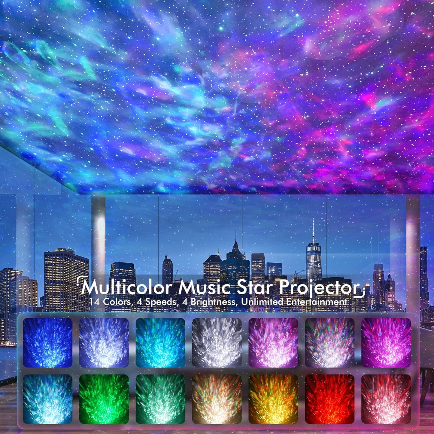 Rossetta Star Projector, Galaxy Projector for Bedroom Nebula Night Light Projector with White Noise, Bluetooth Speaker, Timer and Remote, Room Decor, Gifts for Kids, Adults, Birthday, Party, Easter