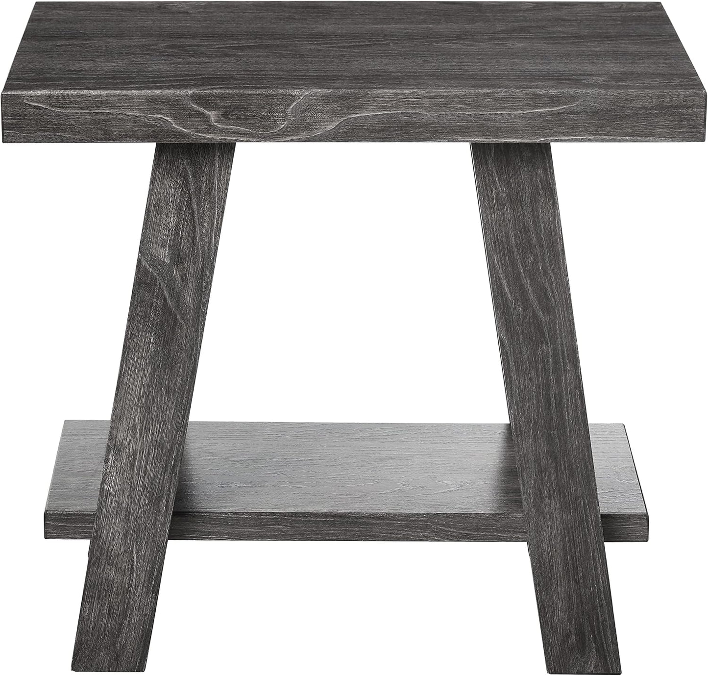 Roundhill Furniture Athens Contemporary Wood Shelf Side Table, Charcoal