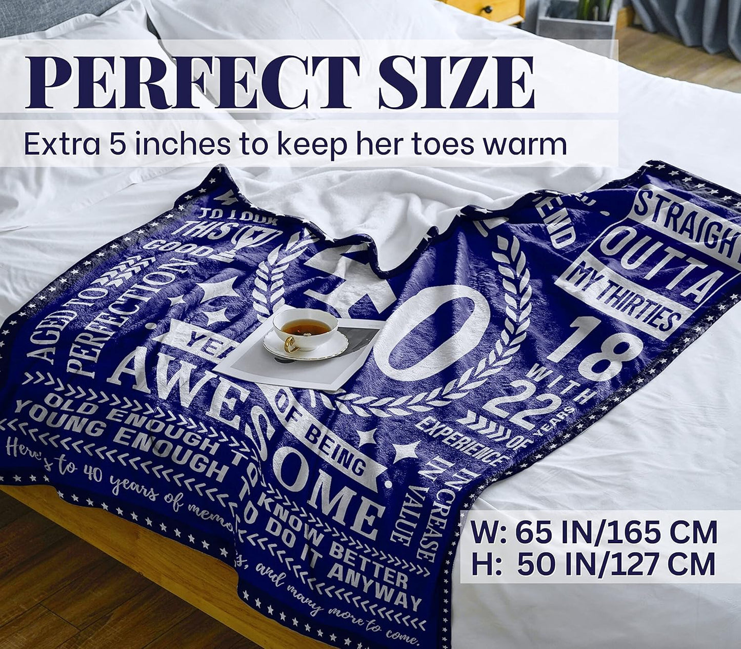 40th Birthday Gifts for Men, Male, Him, Dad, Husband or Uncle - 40 Years of Being Awesome - Flannel Plush Blanket - 50"x 65"