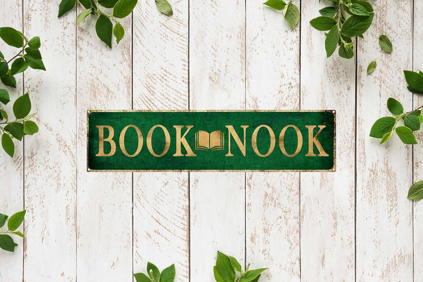 Book Nook Metal Sign 4x16in Boho Reading Plaque for Library Classroom Study Room Wall Decor