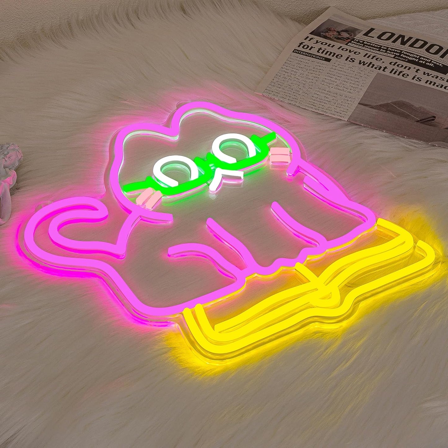 Cat Reading book Neon Sign Cat Neon Light for Wall Decor Book LED Neon Sign Classroom LED Neon Light Read Colorful Neon Signs for Bedroom Classroom Cafe Zoo Library Decoration