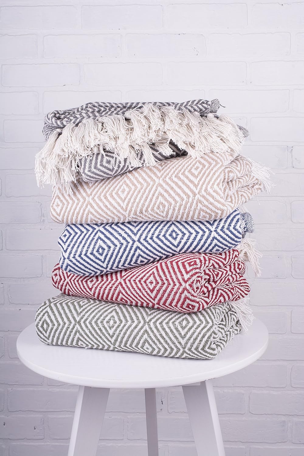 DII Diamond Throw Collection Woven Cotton, 50x60, French Blue