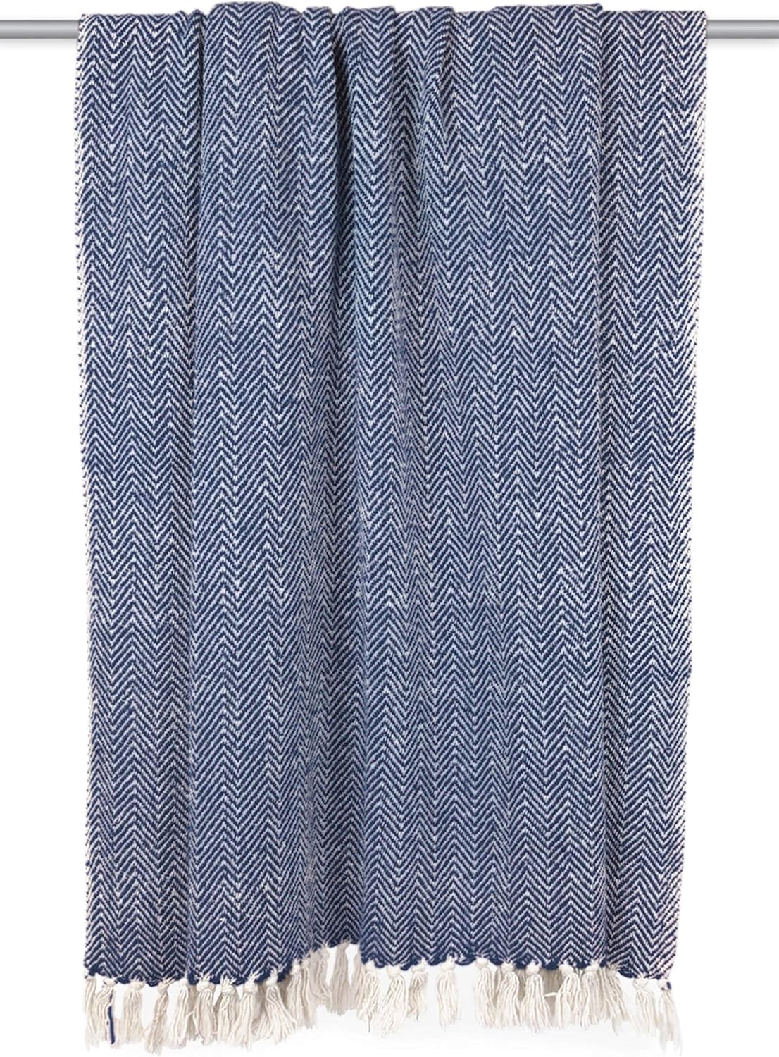 DII Chevron Throw Collection Handloomed Cotton, 50x60, Nautical Blue