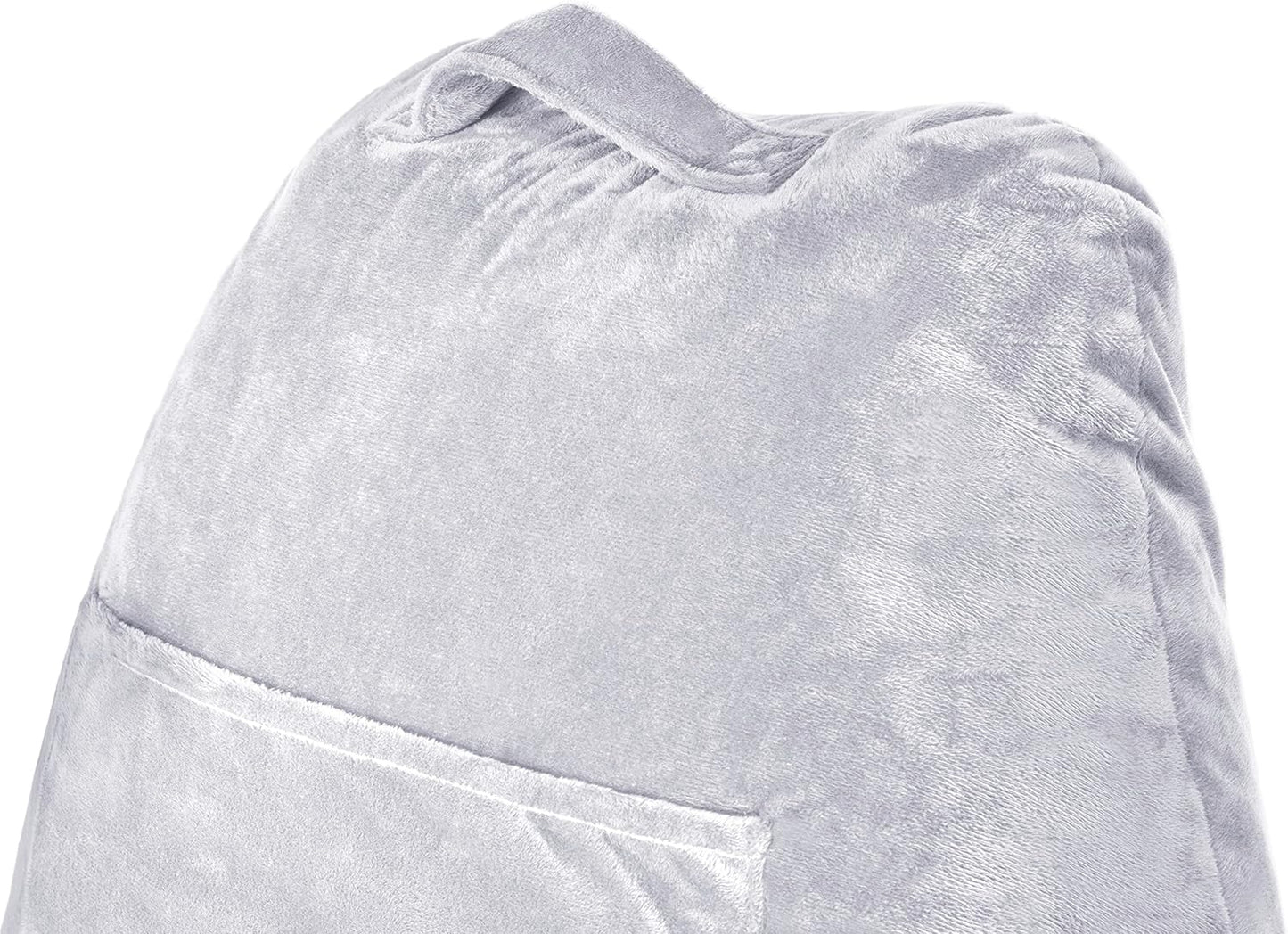 Husband Pillow Light Grey, Original Reading Pillow in Bed Rest Chair, Shredded Memory Foam Large Lounge Cushion Adult Backrest with Arms, Comfy Back Support for Sit Sitting Up, Wash/Removable Cover