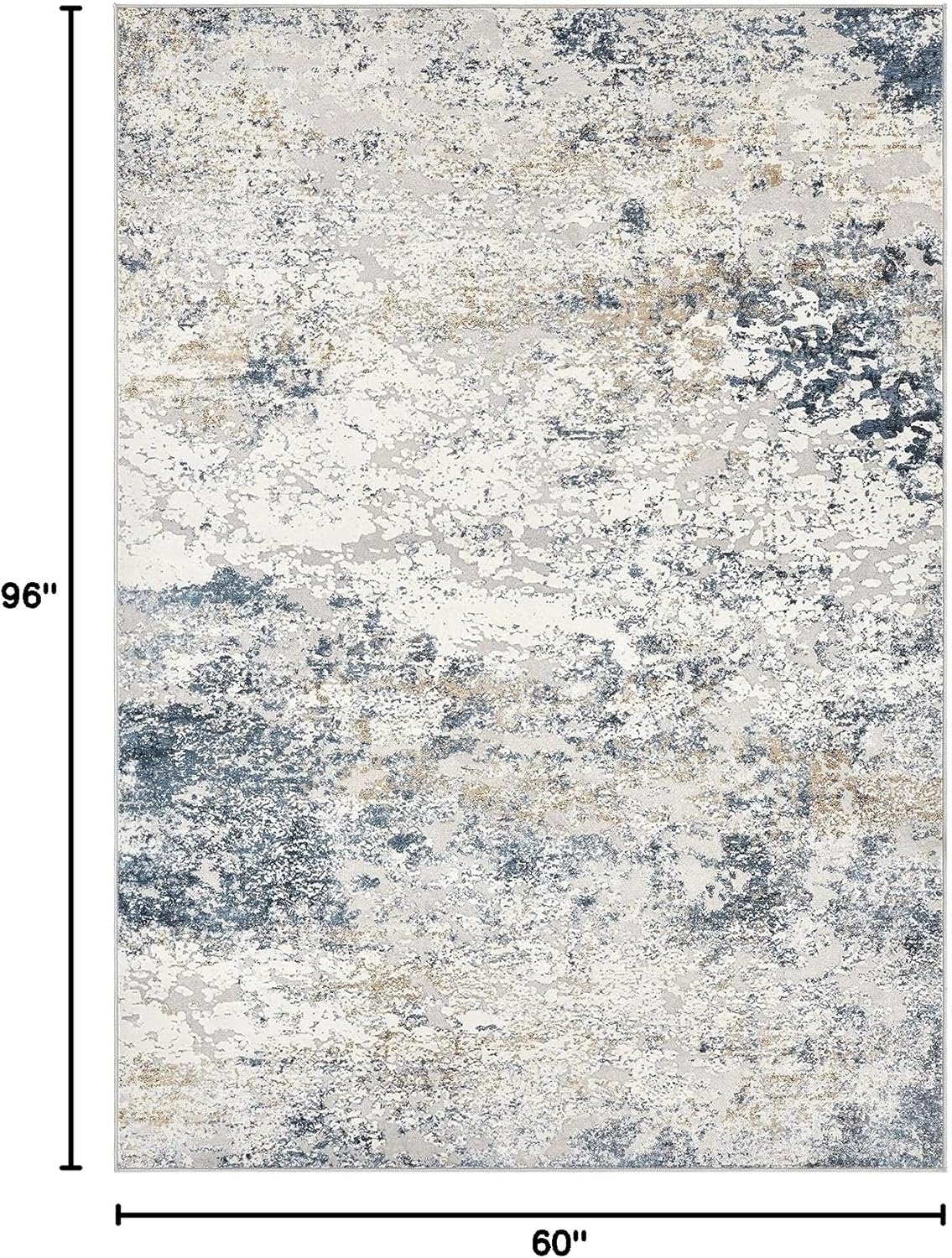 Area Rug Living Room Rugs - 5x8 Abstract Large Soft Indoor Washable Rug Neutral Modern Low Pile Carpet for Bedroom Dining Room Farmhouse Home Office - Beige Blue