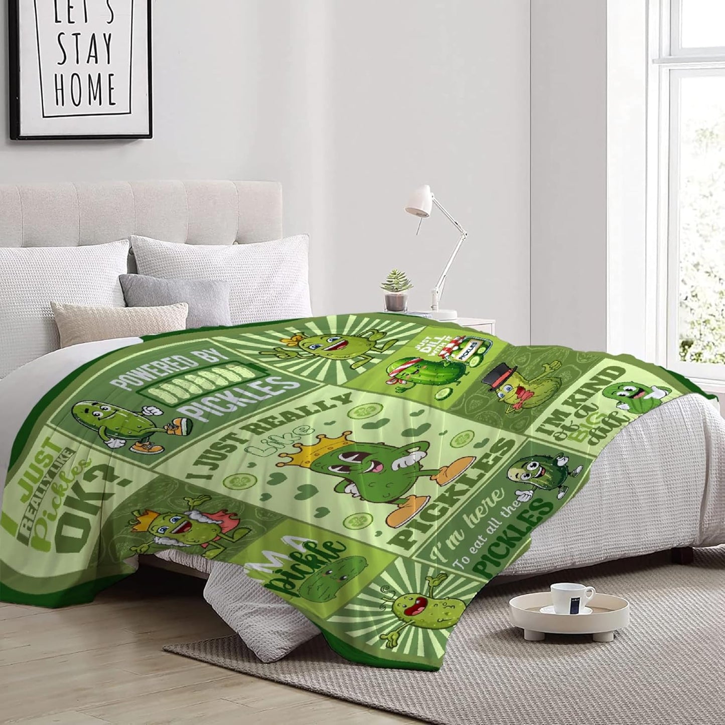Pickle Blanket, Funny Pickle Gifts for Kids, I Just Really Like Pickles Themed Flannel Blankets, Soft Cozy Lightweight Throw Gifts for Pickle Lover Women Girls Boys 40x50 Inch for Kid