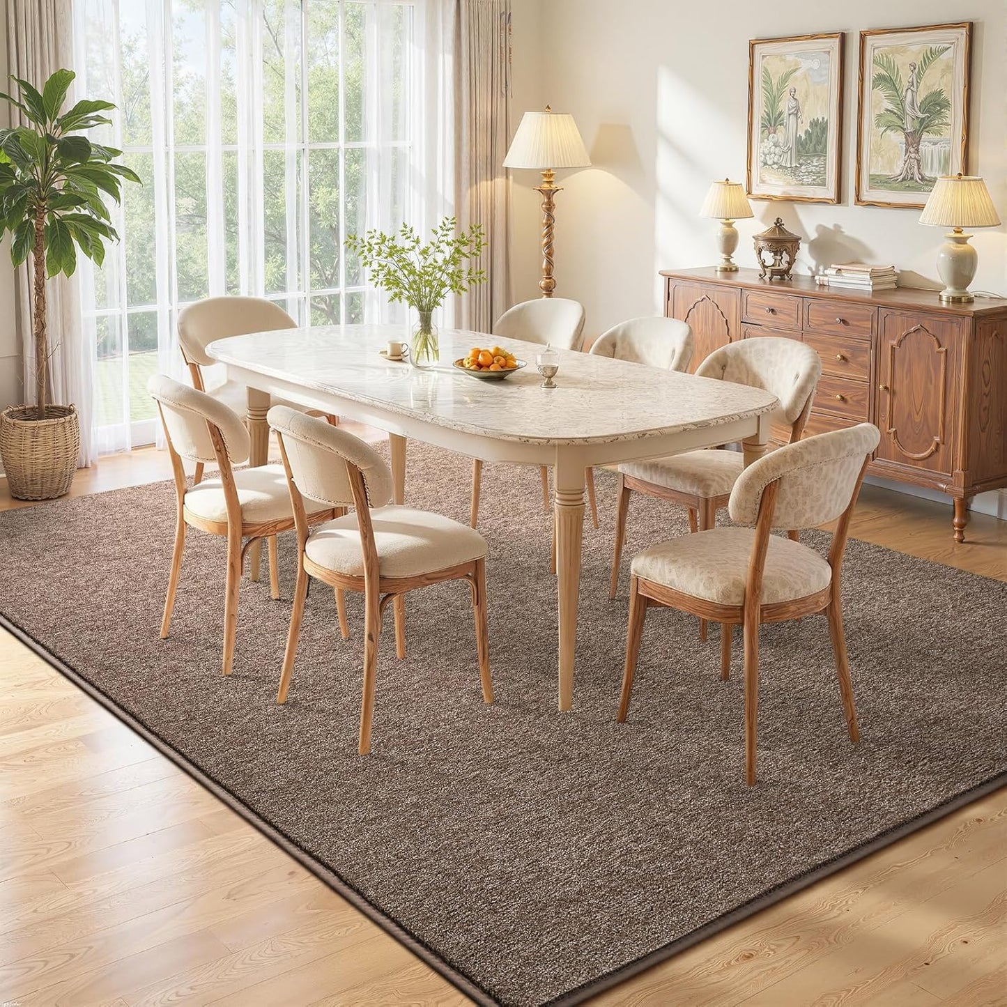 DweIke Rugs for Bedroom Living Room, 5x7 ft Brown Area Rug, Washable Memory Foam Indoor Carpet, Modern Non-Slip Ultra Soft Carpets for Kids Boys Girls Adults Nursery Dorm Home Decor