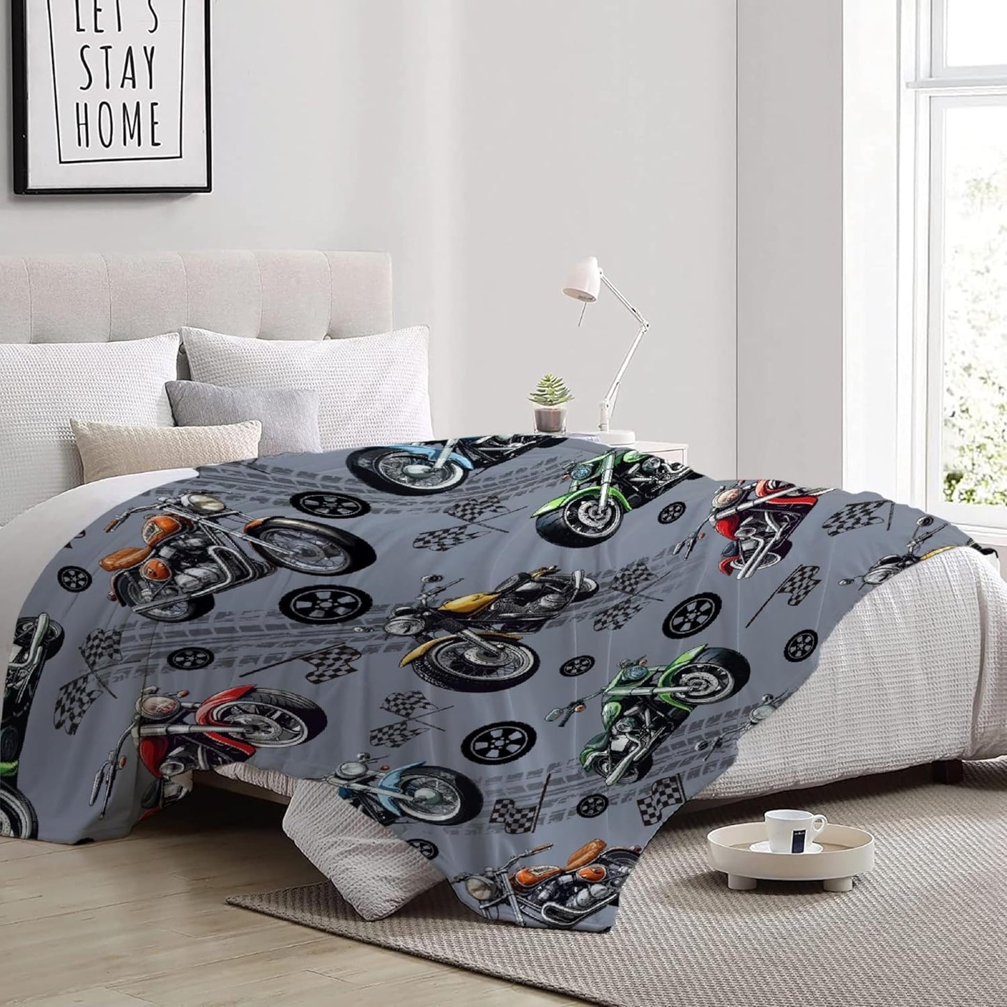Motorcycle Blanket，Dirt Bike Blanket，Soft Cozy Lightweight Throws Gifts for Truck Lovers & Boys 40x50 Inch for Kid