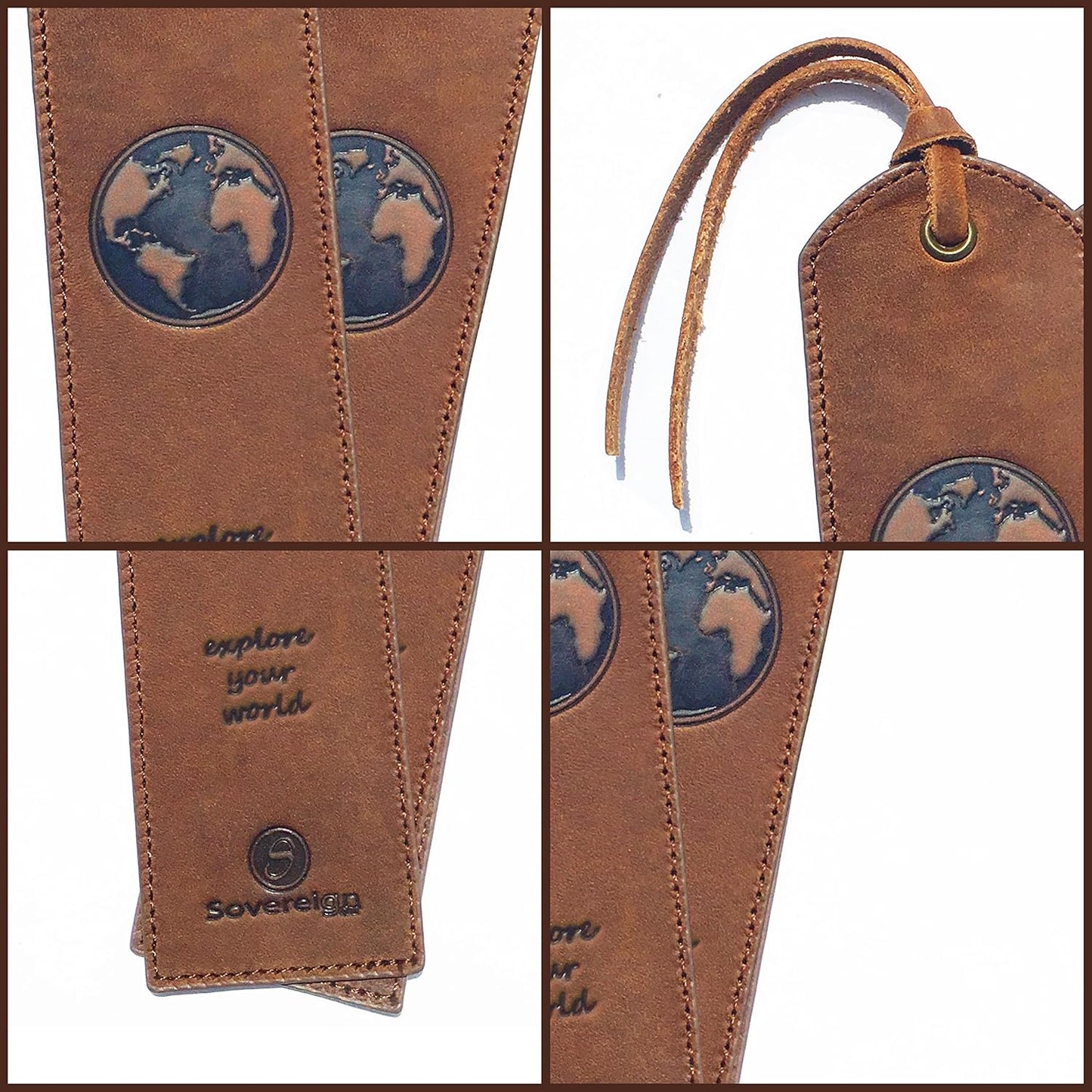 Leather Bookmark Handmade with World Map Design - 2 Genuine Leather Book Marks - Perfect Bookmarks for Men Women and Kids | Great Book Lovers Gift for Bookworms Writers and Explorer Friends