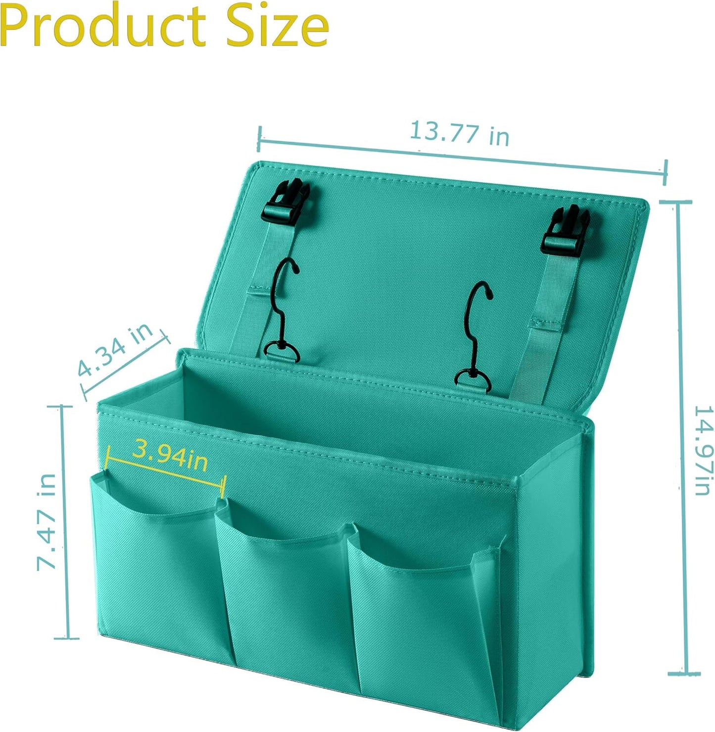 Bedside Caddy Bedside Storage Organizer ,Bed Caddy With Thickened Material Suitable for Homes, Dormitories, Hospitals, Cribs, RVs，Great for Magazines,Books ,Remote, Phone (Green)
