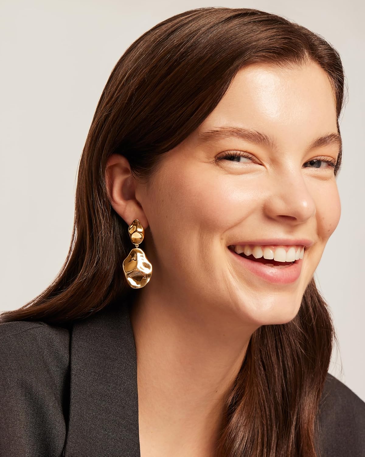 PAVOI 14K Gold Plated 925 Sterling Silver Posts Teardrop Statement Dangle Earrings | Lightweight Hammered Drop Dangle Earrings for Women