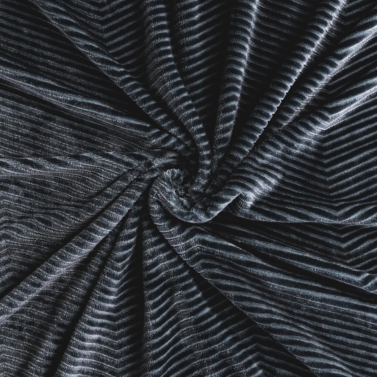 Oversized King Fleece Blanket 120x120 Inches, Seamless Soft Cozy 3D Jacquard Flannel Blanket 10'x10' Extra Large for Bed, Sofa, Couch, Travel & Camping, California King Throw, Dark Grey - Wave