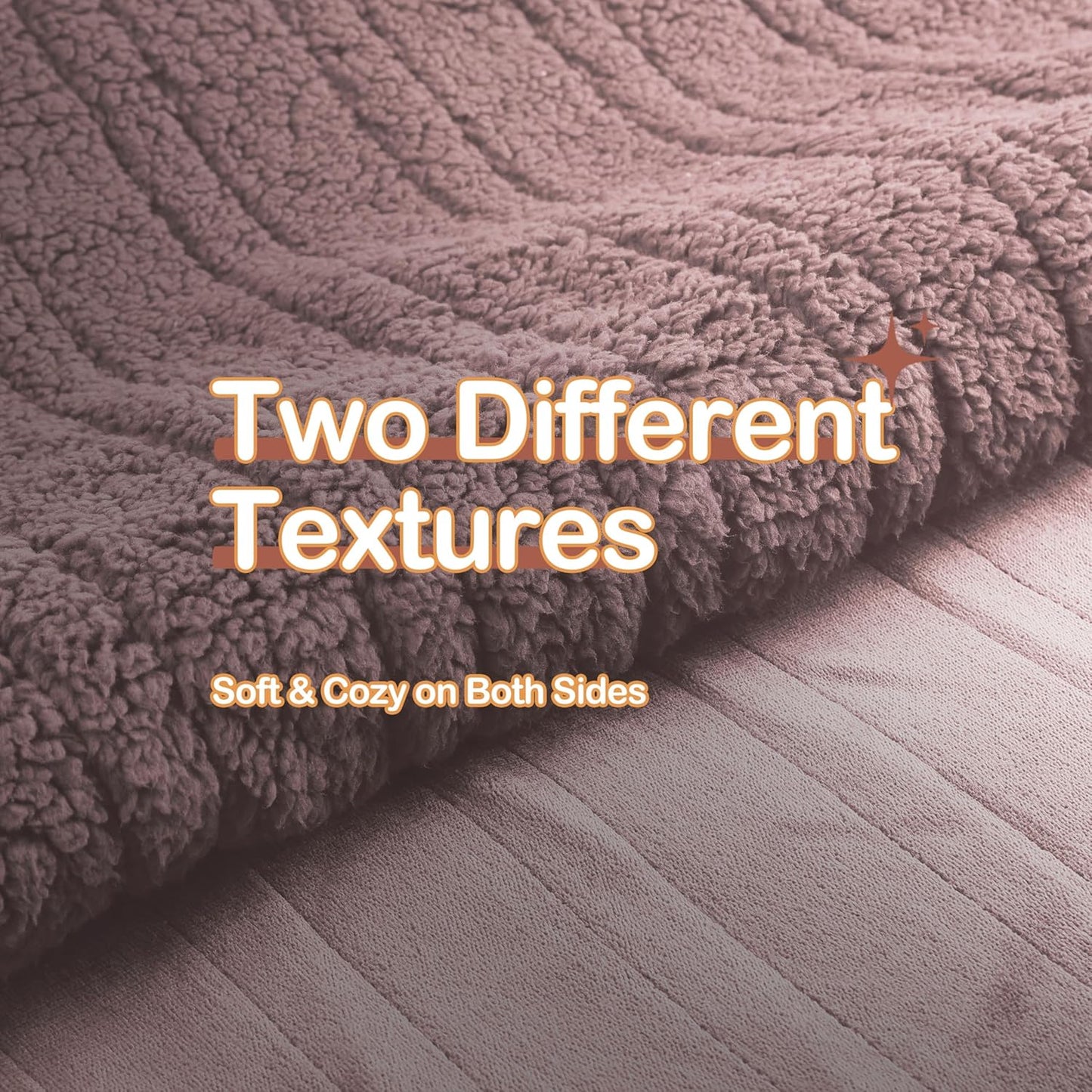 Electric Heated Blanket Throw Size 50" x 60" - 5 Heat Settings & 3H Auto-Off, Microplush Flannel & Sherpa, Machine Washable, Overheat Protection, Ideal Gifts for Home/Bedroom/Sofa, Lavender Purple